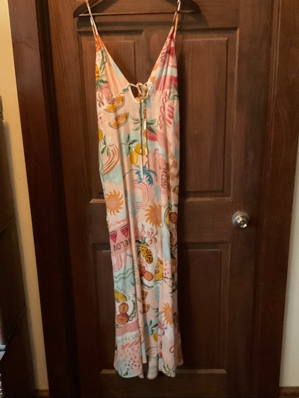 NWT Linen Blend Tropical Print Maxi Slip Dress with Spaghetti Straps L
